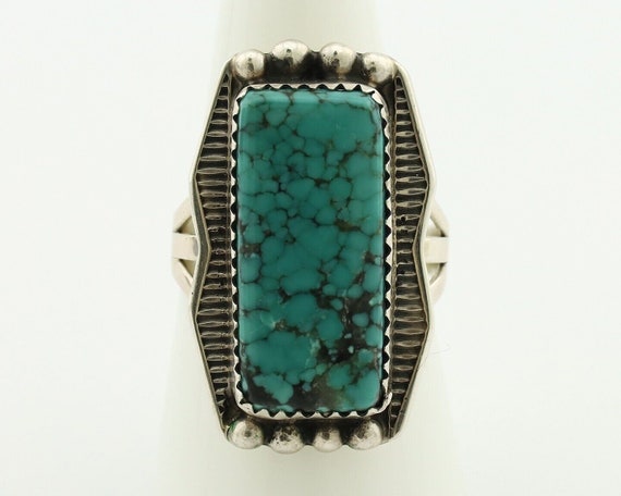 Navajo Ring 925 Silver Spiderweb Turquoise Artist… - image 4