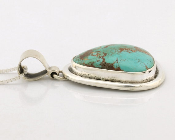 Navajo Necklace .925 Silver Kingman Turquoise Sig… - image 4
