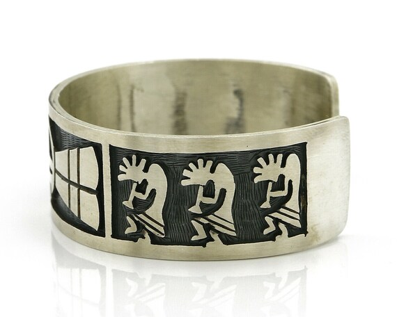 Hopi Bracelet .925 Silver Handmade Kokopelli Corn… - image 5