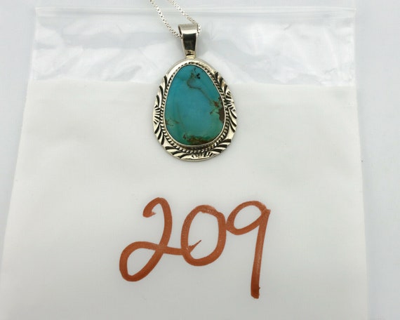 Navajo Pendant .925 Silver Blue Turquoise Artist Signed PB C