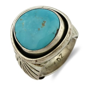 Navajo Ring .925 Silber Blau Türkis Signiert Aritst DZ C.80's