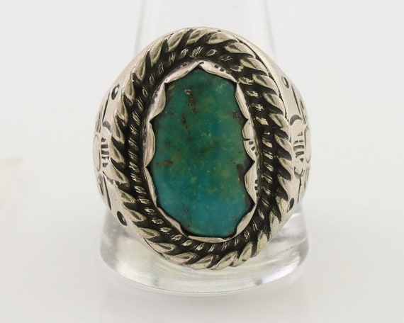 Mens Navajo Ring 925 Silver Turquoise Artist Sign… - image 4
