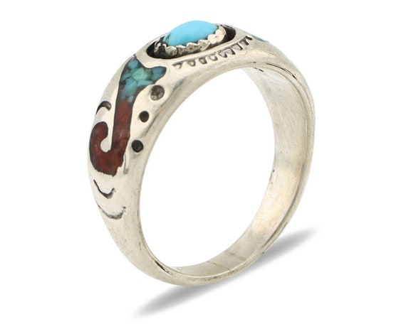 Navajo Handmade Ring 925 Silver Blue Turquoise & … - image 2