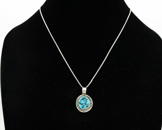 Navajo Necklace .925 Silver Morenci Turquoise Sig… - image 8