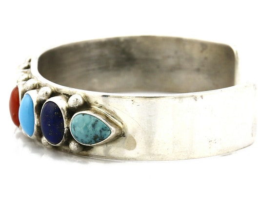 Women's Gemstone Navajo Bracelet .925 Silver Sign… - image 5