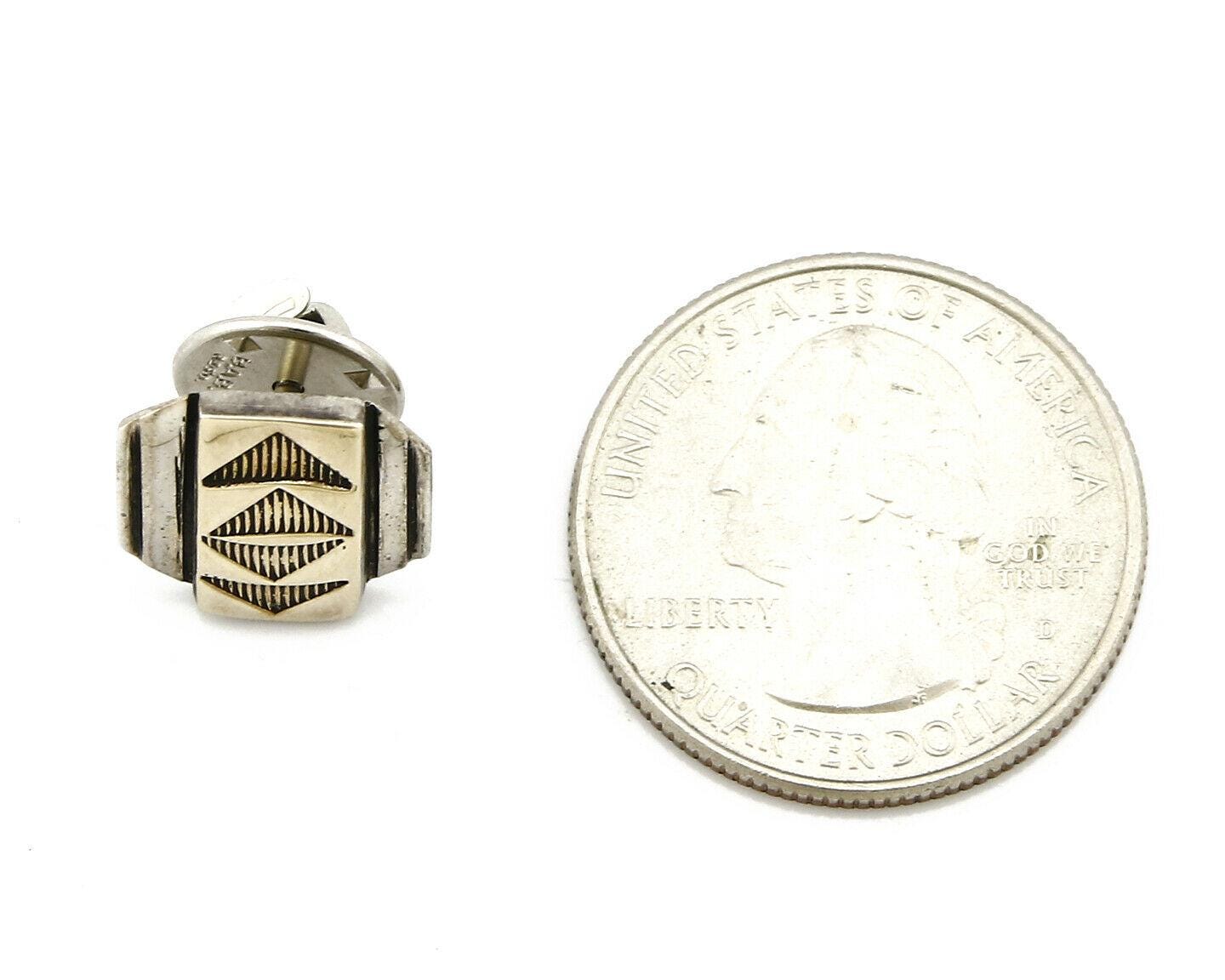 Pince à Cravate Ancienne - Argent Massif Et Or 18k - Style Vintage - Occasion De Qualité