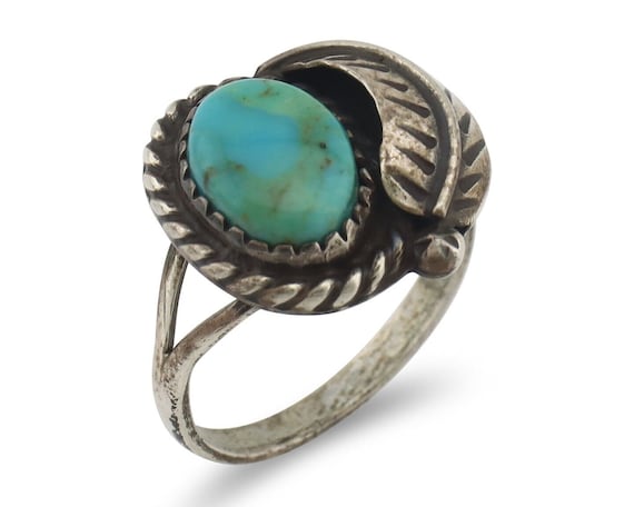 Navajo Handmade Ring 925 Silver Kingman Turquoise… - image 1