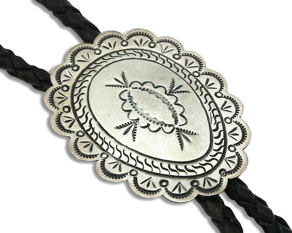 Navajo Bolo Tie .925 Silver Handmade C.80's Artist - image 1