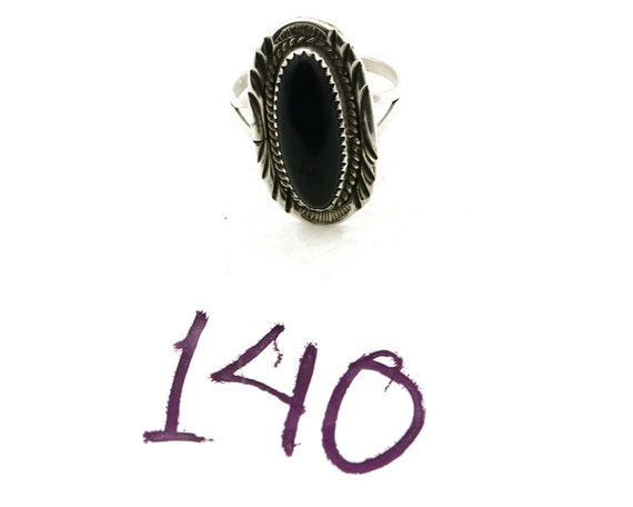 Navajo Ring .925 Silver Natural Black Onyx Handma… - image 9