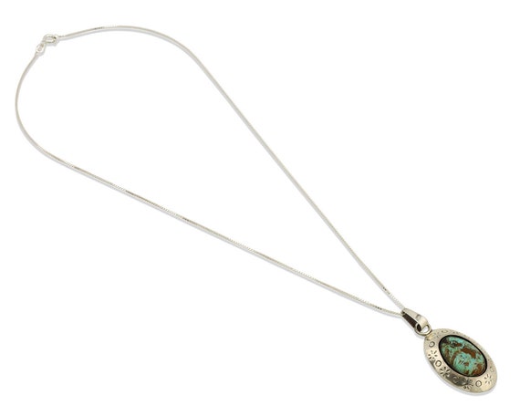 Navajo Necklace .925 Silver Kingman Turquoise Nat… - image 2