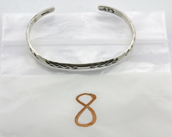 Navajo Bracelet .925 Silver Hand Stamped Arrow Head Artist I
