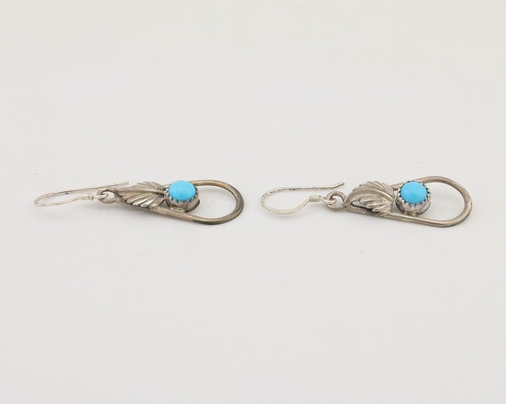 Navajo Dangle Earrings 925 Silver Sleeping B Turq… - image 4