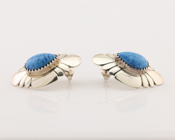 Navajo Earrings 925 Silver Natural Blue Lapis Art… - image 3