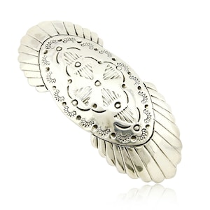 Navajo Handmade .925 SOLID SILVER Hand Stamped 36mm Wide Barrette Hair Clip
