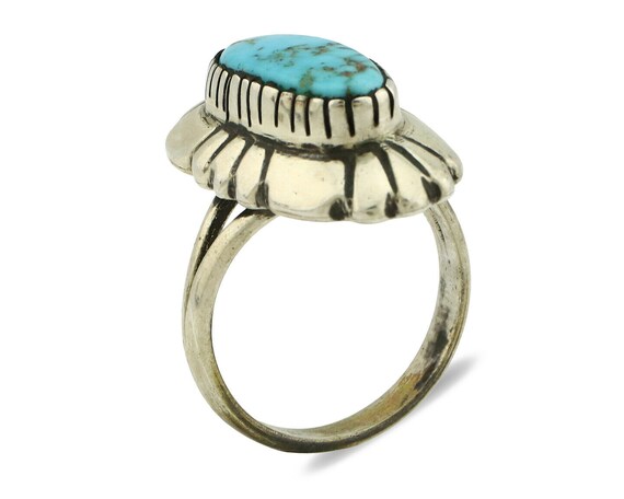 Navajo Ring .925 Silver Arizona Turquoise Signed … - image 2