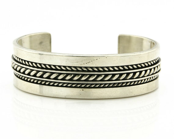 Navajo Bracelet .925 Silver SOLID Handmade Signed… - image 4