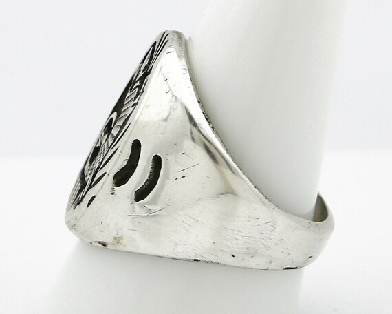 Navajo Ring .925 SOLID Silver Handmade Overlay Si… - image 5