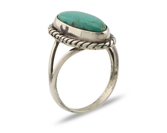 Navajo Ring 925 Silver Kingman Turquoise Artist S… - image 2