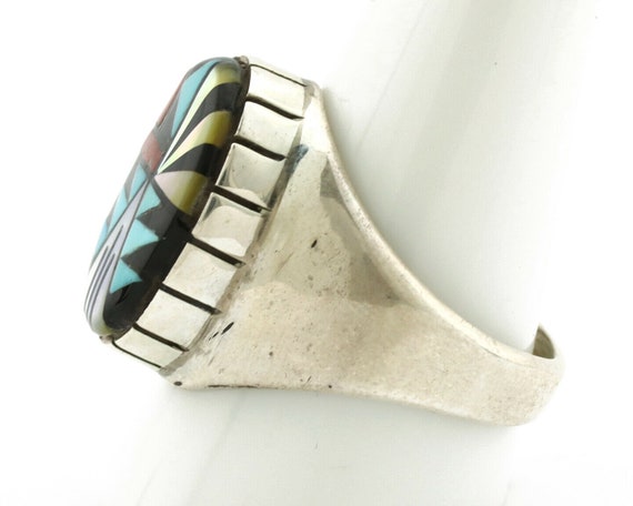 Zuni Inlaid Ring .925 Silver Gemstone Artist Dona… - image 5