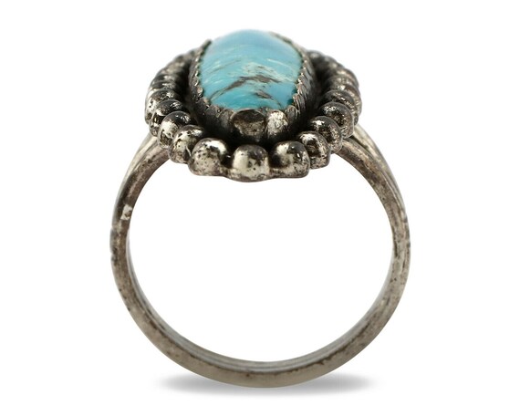 Navajo Ring .925 Silver Morenci Turquoise Signed … - image 3