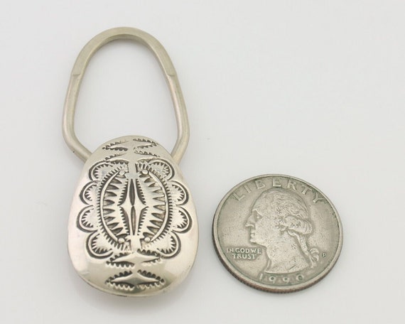 Navajo Hand Stamped Key Chain .925 Silver Handmad… - image 7