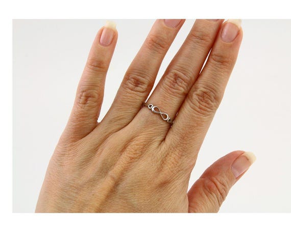 Infinity Heart Promise Ring 925 Solid Silver Size… - image 8