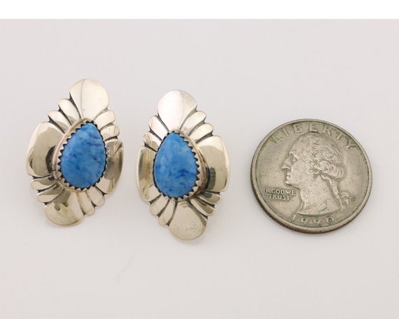 Navajo Earrings 925 Silver Natural Blue Lapis Art… - image 6