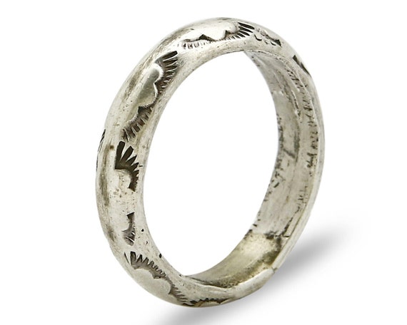 Women's Navajo Ring .925 SOLID Silver Hand Stampe… - image 2