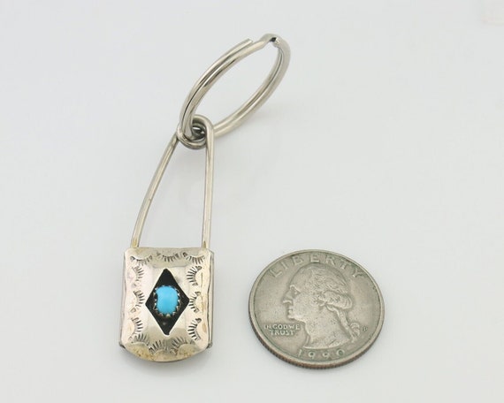 Navajo Hand Stamped Key Chain .925 Silver Handmad… - image 7