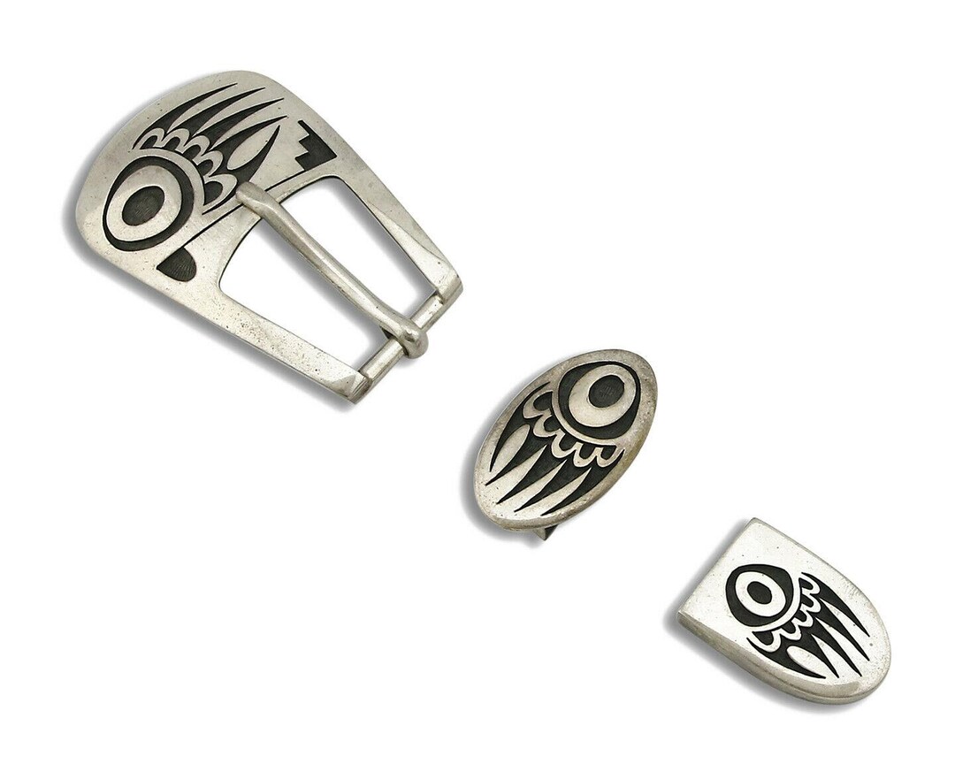 Hopi Ranger Belt Buckle .925 SOLID Silver Handmade Artist Mitchell ...