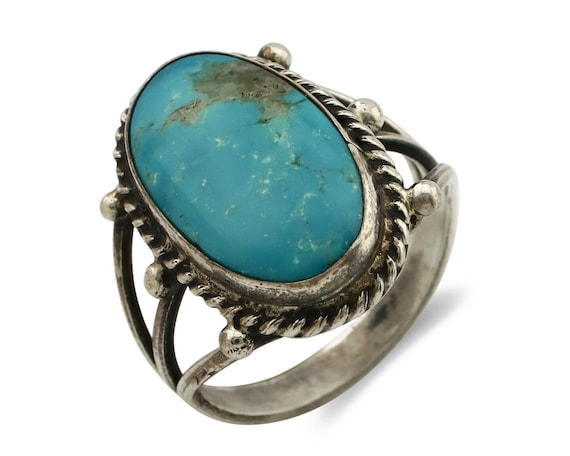 Navajo Ring .925 Silver Morenci Turquoise Native … - image 1