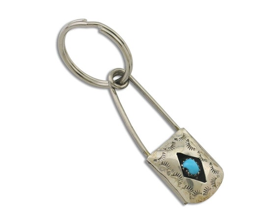 Navajo Hand Stamped Key Chain .925 Silver Handmad… - image 1