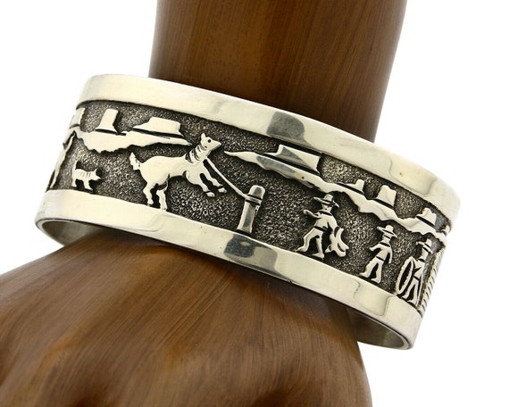 Navajo Bracelet .925 SOLID Silver Artist Signed B… - image 1