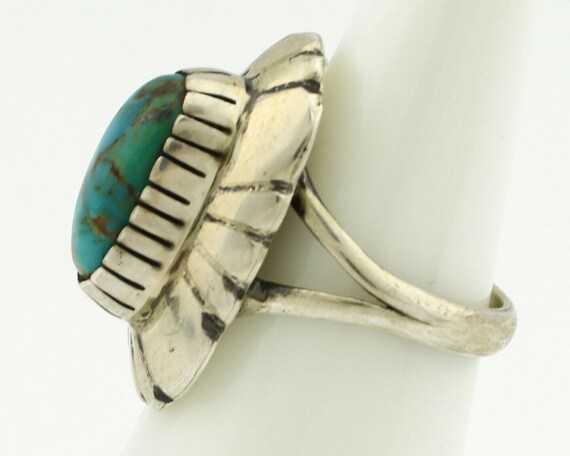 Navajo Ring .925 Silver Arizona Turquoise Signed … - image 5