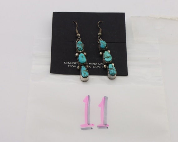 Navajo Handmade Earrings 925 Silver Natural Turqu… - image 9