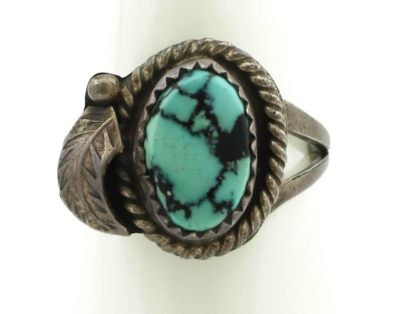 Navajo Ring 925 Silver Spiderweb Turquoise Native… - image 4