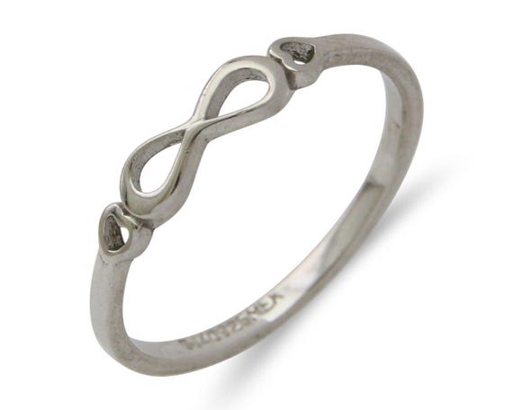 Infinity Heart Promise Ring 925 Solid Silver Size… - image 1