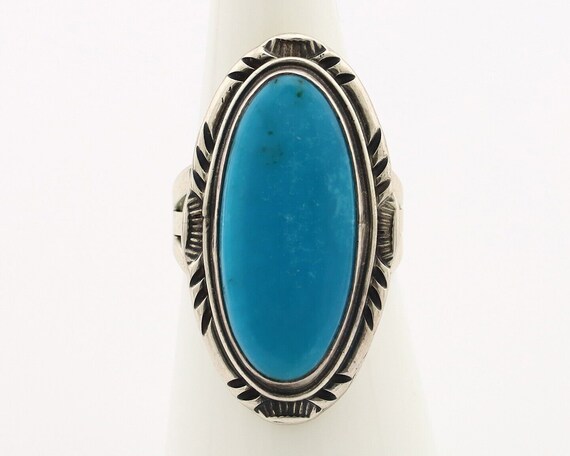 Navajo Ring 925 Silver Blue Gem Turquoise Native … - image 4