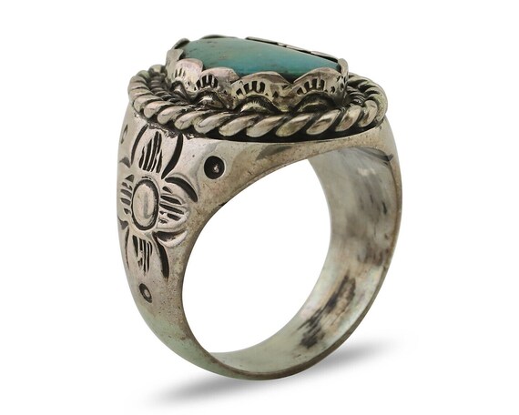 Mens Navajo Ring 925 Silver Turquoise Artist Sign… - image 2