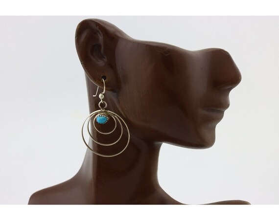 Navajo Dangle Handmade Earrings 925 Silver Blue T… - image 7