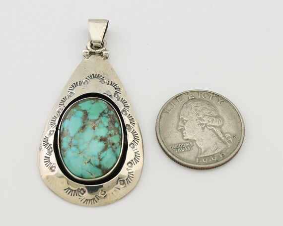 Navajo Pendant 925 Silver Blue Gem Turquoise Arti… - image 6