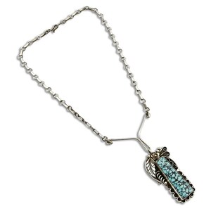 Navajo Artist FG .925 Silver Natural Blue Turquoise Handmade Necklace image 1