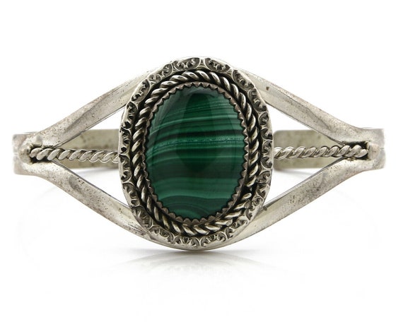 Women's Navajo Malachite Bracelet .925 Silver Nat… - image 4