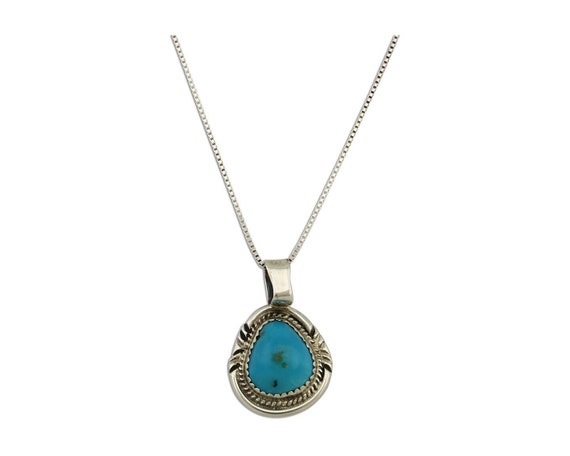 Navajo Necklace 925 Silver Kingman Turquoise Sign… - image 1