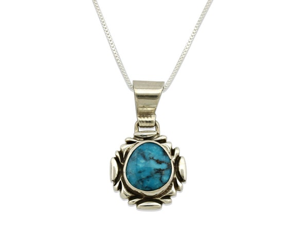 Navajo Necklace .925 Silver Blue Turquoise Artist… - image 1