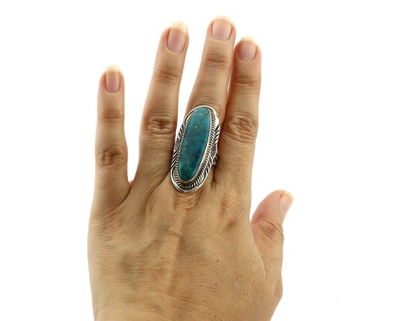 Navajo Ring 925 Silver Turquoise Mountain Artist … - image 8