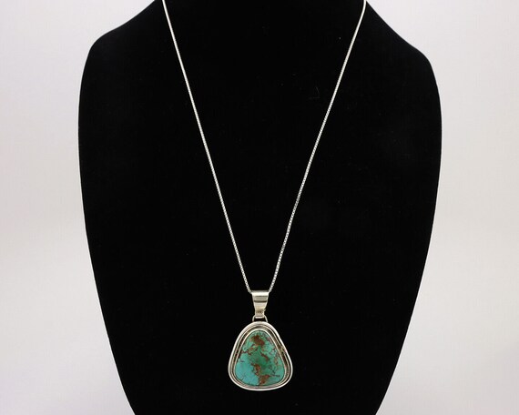 Navajo Necklace .925 Silver Kingman Turquoise Sig… - image 7