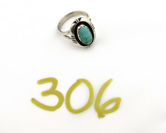 Navajo Ring .925 Silver Kingman Turquoise Handmad… - image 8