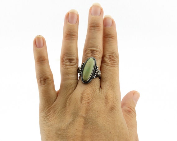 Navajo Ring 925 Silver Green Turquoise Artist Sig… - image 8