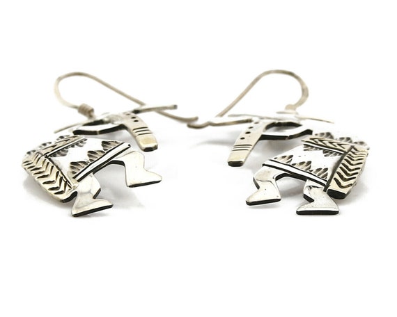 Navajo Dangle Earrings .925 Silver & 14k Solid Ye… - image 4